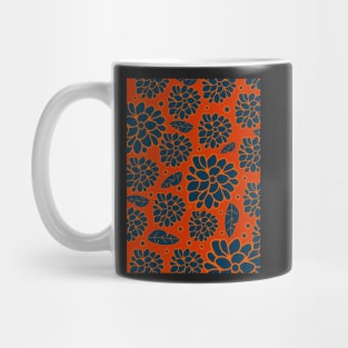 Blue and Red Floral Decor Mug